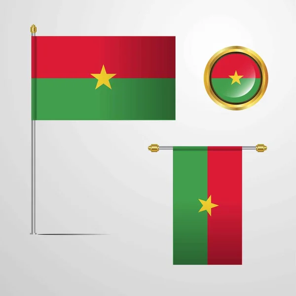 Burkina Faso Icono Bandera Vector Ilustración — Vector de stock