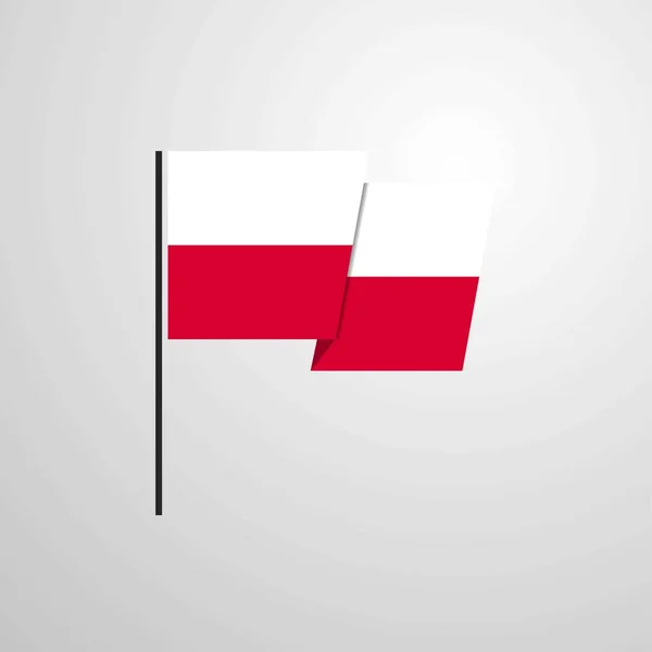 Polen Viftande Flagga Design Vektor — Stock vektor