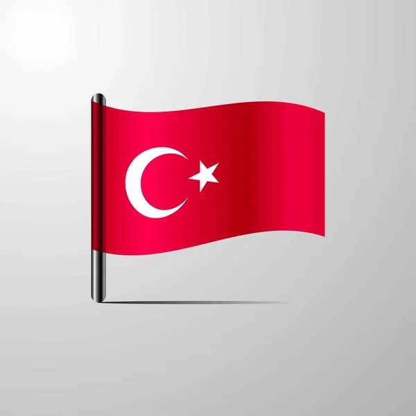 Turquía Ondeando Shiny Flag Vector Diseño — Vector de stock