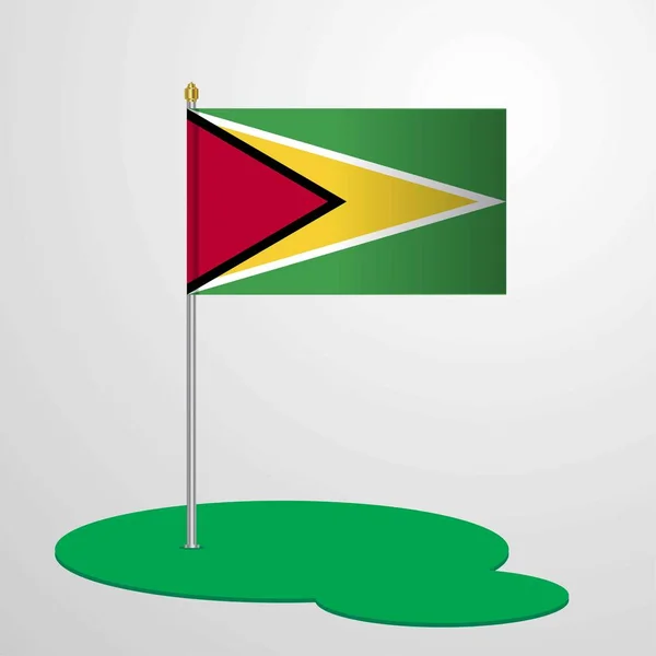 Guyana Flag Pole Vectorillustratie — Stockvector