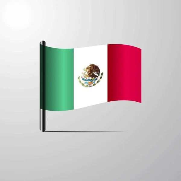 México Ondeando Shiny Flag Vector Diseño — Vector de stock