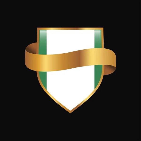 Nigeria Vlag Gouden Badge Ontwerp Vector — Stockvector