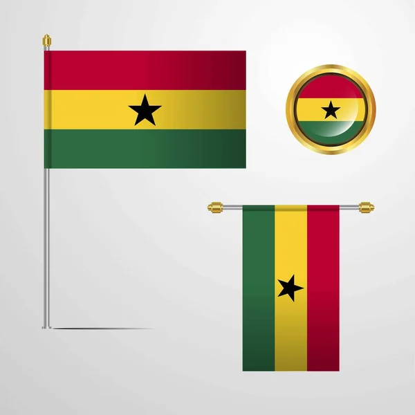 ガーナ国旗アイコン ベクトル図 — ストックベクタ