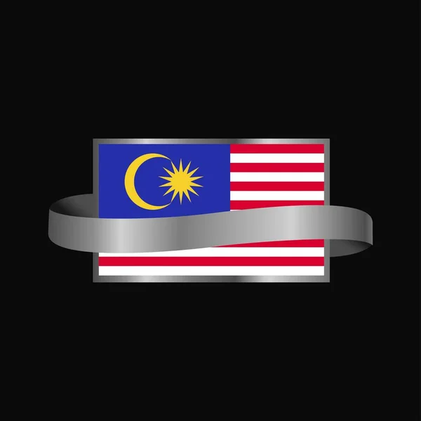 Malaysia Flag Desain Banner Ribbon - Stok Vektor