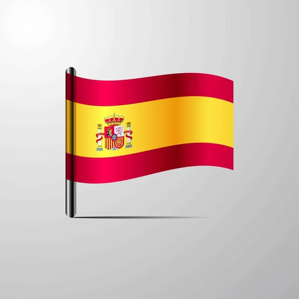 España Ondeando Shiny Flag Vector Diseño — Vector de stock