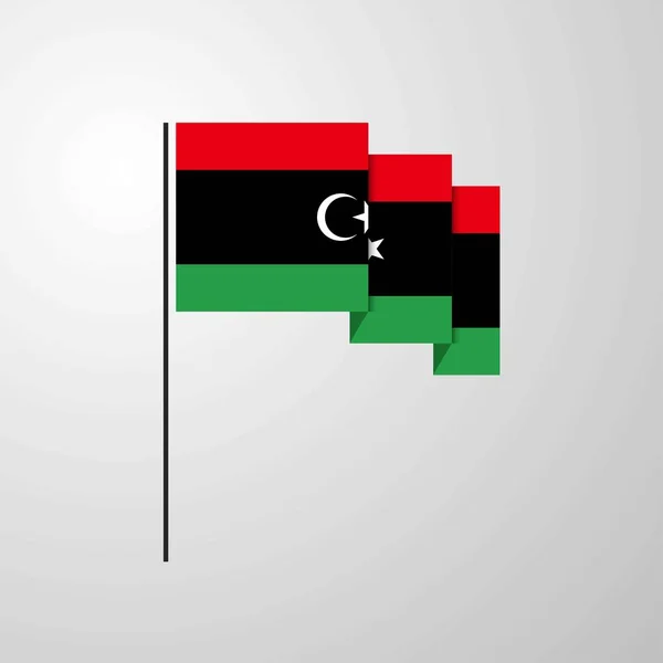 Λιβύη Κυματίζει Σημαία Δημιουργικό Υπόβαθρο — Διανυσματικό Αρχείο