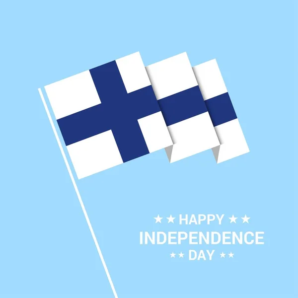 Desain Tipografi Hari Kemerdekaan Finlandia Dengan Vektor Bendera - Stok Vektor