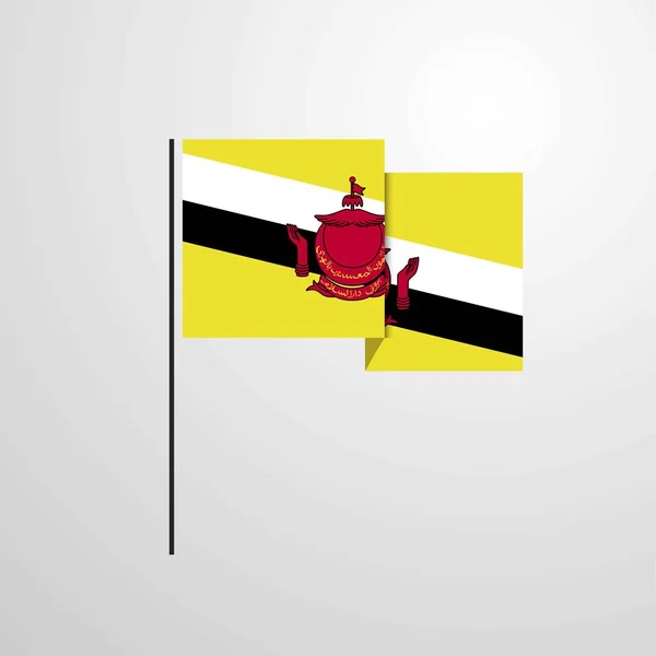 Brunei Viftande Flagga Design Vektor — Stock vektor