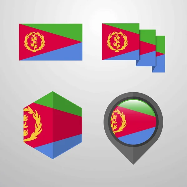 Eritrea Bandera Diseño Conjunto Vector — Vector de stock