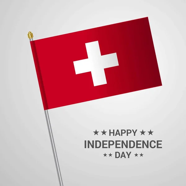 Suisse Jour Indépendance Design Typographique Avec Vecteur Drapeau — Image vectorielle