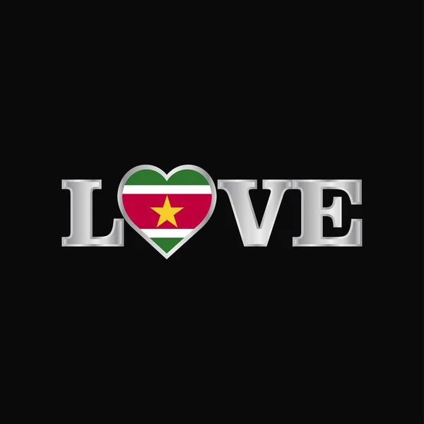 Tipografía Del Amor Con Surinam Vector Diseño Bandera — Archivo Imágenes Vectoriales