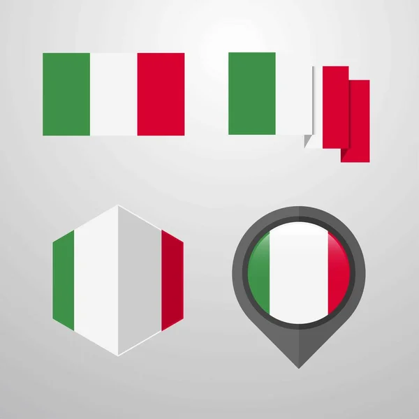 Прапор Італії Дизайн Встановити Вектор — стоковий вектор