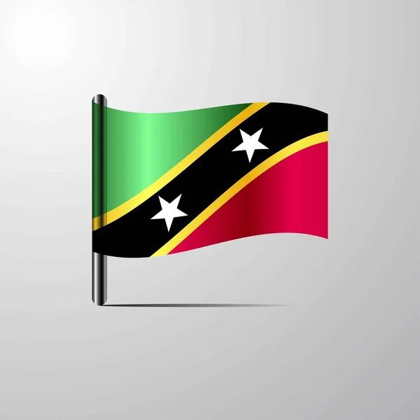 Saint Kitts Nevis Glanzende Vlag Zwaaien Ontwerpen Vector — Stockvector