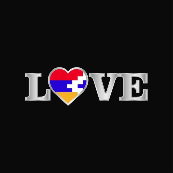 Typographie Amour Avec Vecteur Conception Drapeau République Haut Karabakh — Image vectorielle