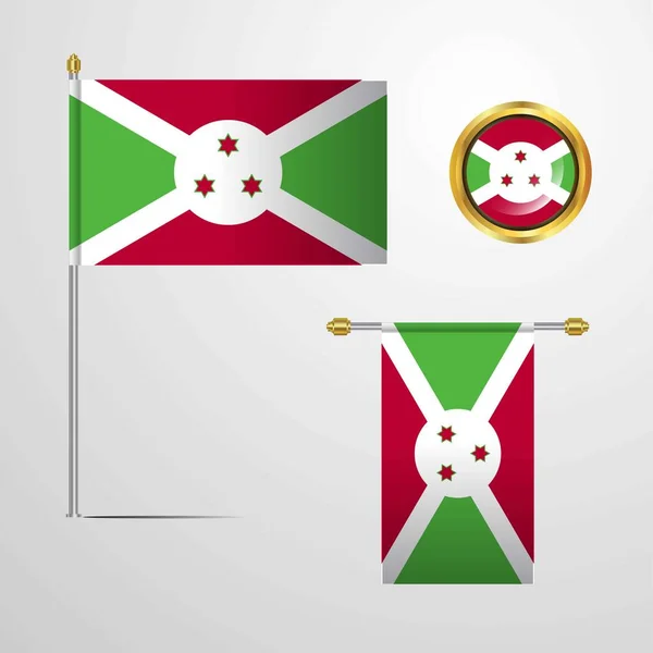 Burundi Vlajka Ikonu Vektorové Ilustrace — Stockový vektor