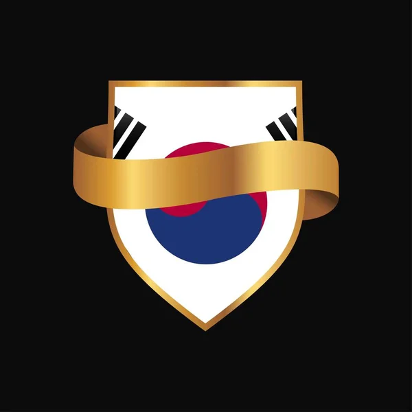 Coreia Sul Bandeira Dourada Emblema Vetor Design —  Vetores de Stock