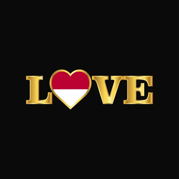 Golden Love Typografie Indonesien Flagge Design Vektor — Stockvektor