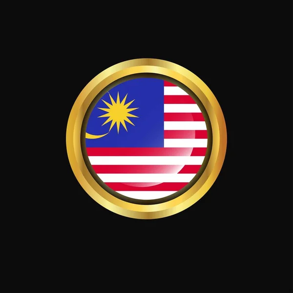 Tombol Emas Bendera Malaysia - Stok Vektor