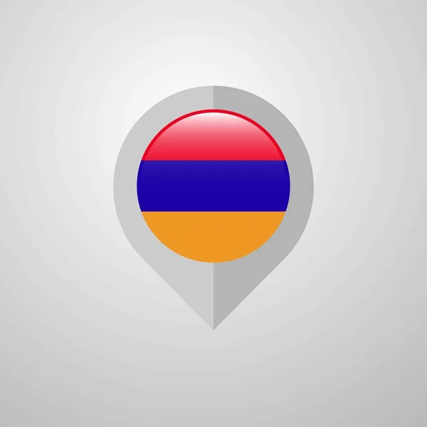 Karte Navigationszeiger Mit Armenia Flagge Design Vektor — Stockvektor