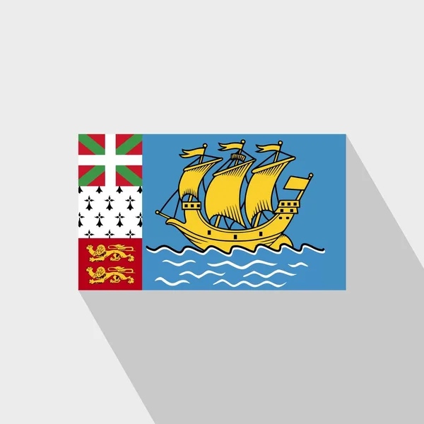 Vlag Van Saint Pierre Miquelon Long Shadow Ontwerp Vector — Stockvector