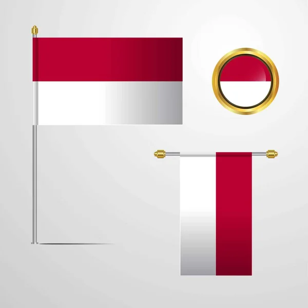 Indonesië Vlag Pictogram Vectorillustratie — Stockvector