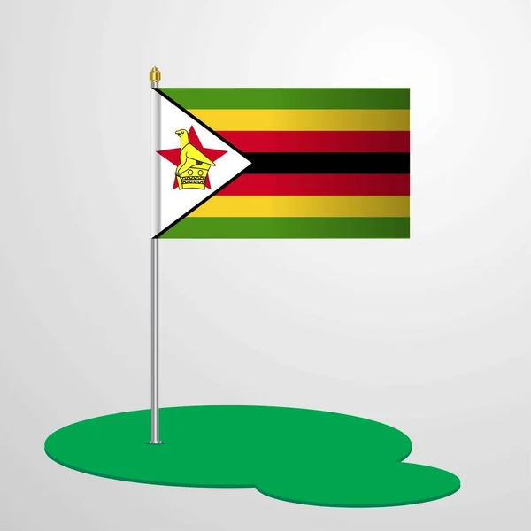 Zimbabwe Flag Pole Vectorillustratie — Stockvector