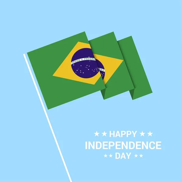 Projeto Tipográfico Dia Independência Brasil Com Vetor Bandeira — Vetor de Stock