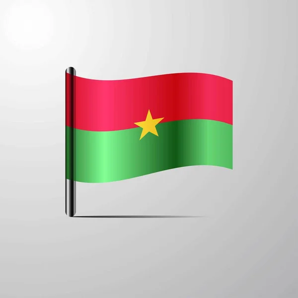 Burkina Faso Ondeando Shiny Flag Vector Diseño — Vector de stock