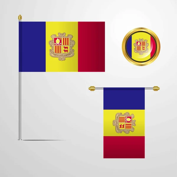 Icono Bandera Andorra Vector Ilustración — Archivo Imágenes Vectoriales