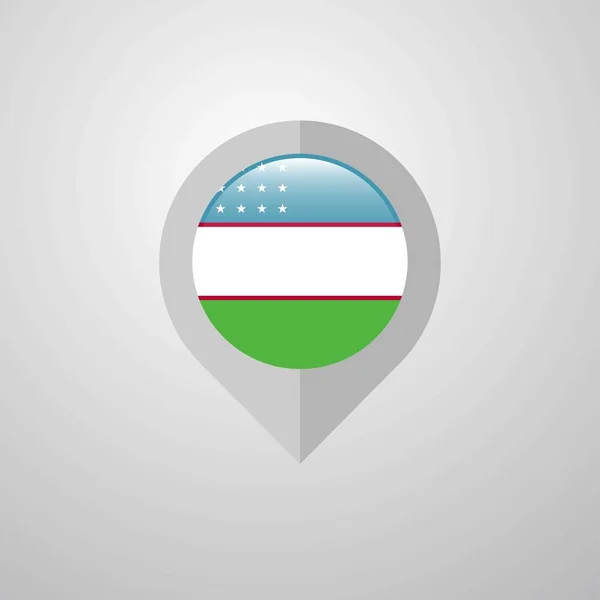 Pointeur Navigation Carte Avec Vecteur Conception Drapeau Ouzbékistan — Image vectorielle