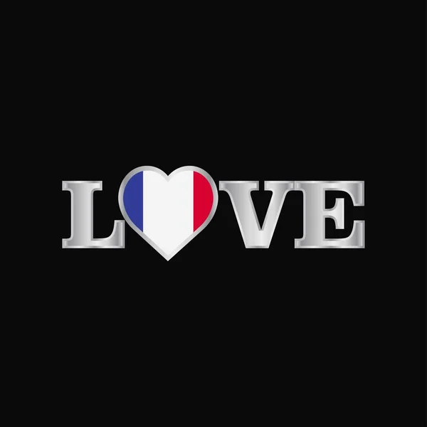 Aşk Tipografi Ile Fransa Bayrağı Tasarlamak Vektör — Stok Vektör