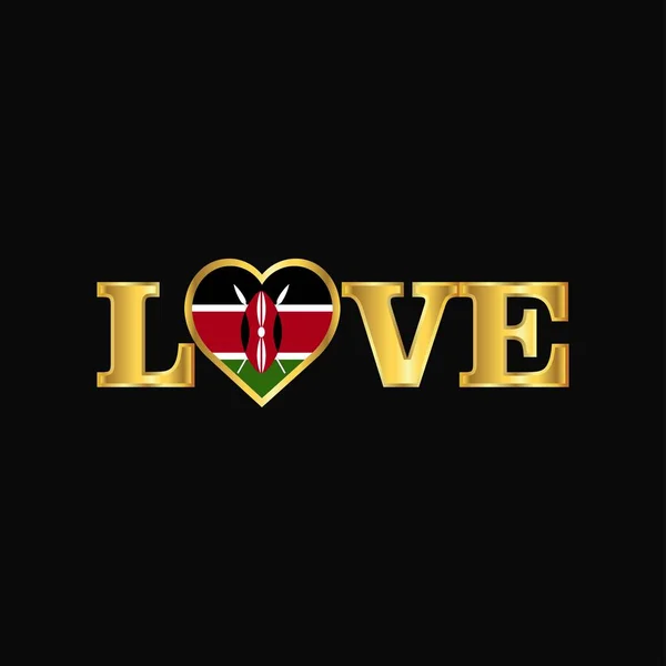 Tipografia Golden Love Kenya Flag Design Vector — Vettoriale Stock