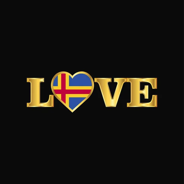 Tipografia Golden Love Aland Flag Design Vector — Vettoriale Stock