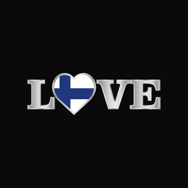 Kärlek Typografi Med Finland Flagga Design Vektor — Stock vektor