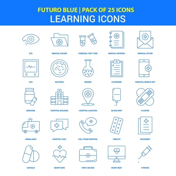 Iconos Aprendizaje Iconos Futuro Blue Icon Pack — Vector de stock
