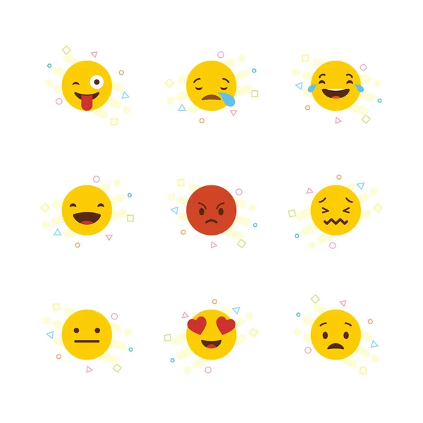 Set Gele Emojis Ontwerp Vector — Stockvector