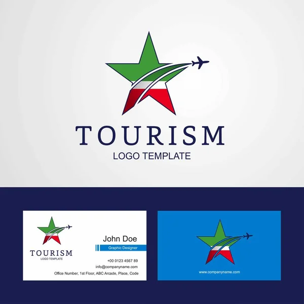 Travel Chechen Republic Flag Creative Star Logo Business Card Design — Stock Vector