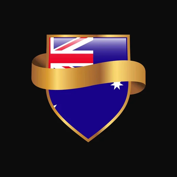 Bandera Australia Golden Badge Design Vector — Vector de stock
