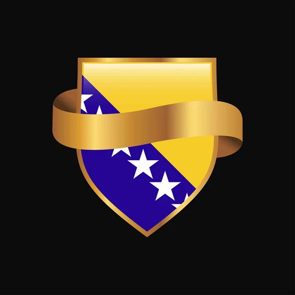 Bosnië Herzegovina Vlag Gouden Badge Ontwerp Vector — Stockvector