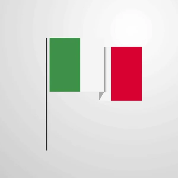 Italien Schwenkt Flagge Design Vektor — Stockvektor