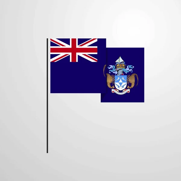 Tristan Cunha Zwaaien Vlag Ontwerp Vector — Stockvector