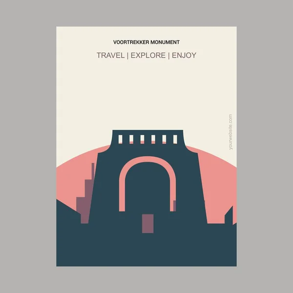 Voortrekker Monument Pretoria Sudáfrica Plantilla Póster Estilo Vintage — Vector de stock