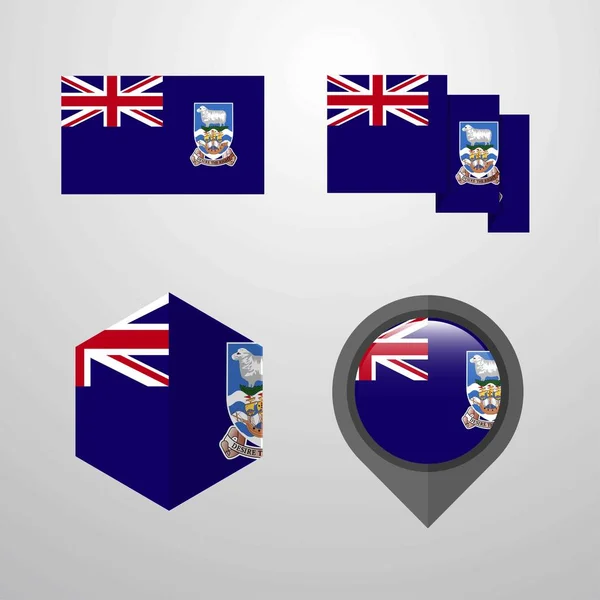 Ensemble Drapeau Des Îles Falkland Vecteur — Image vectorielle