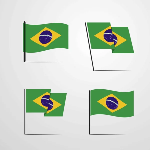 Brazil Vlag Pictogram Vector Illustratie — Stockvector