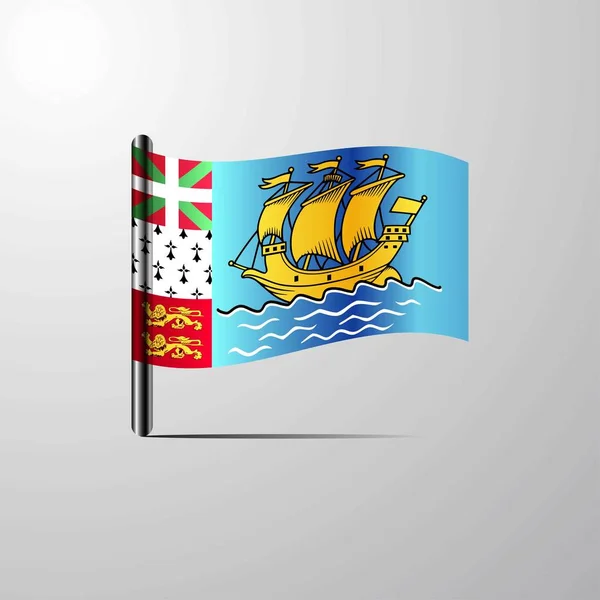 Saint Pierre Miquelon Integetett Fényes Zászló Design Vektor — Stock Vector