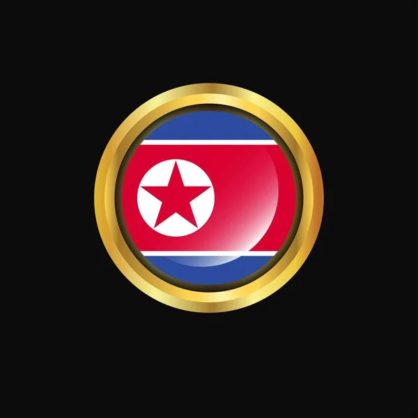 Coreia Norte Bandeira Botão Dourado —  Vetores de Stock