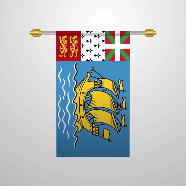 Bandiera Saint Pierre Miquelon Appesa — Vettoriale Stock