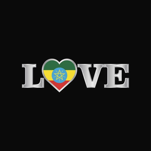 Tipografía Del Amor Con Etiopía Vector Diseño Bandera — Archivo Imágenes Vectoriales