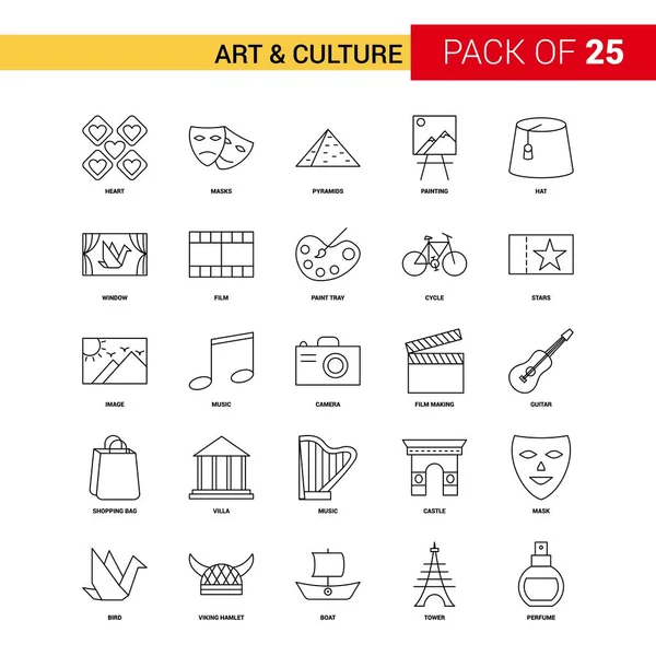 Ícone Linha Preta Arte Cultura Business Outline Icon Set —  Vetores de Stock