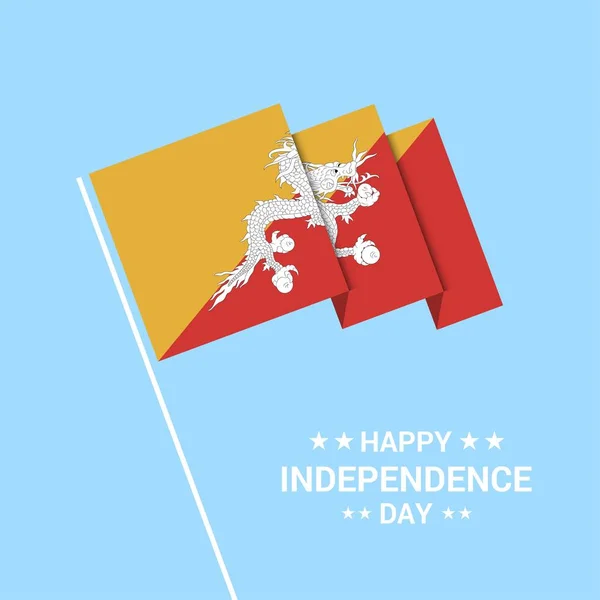 Bhoutan Jour Indépendance Conception Typographique Avec Vecteur Drapeau — Image vectorielle